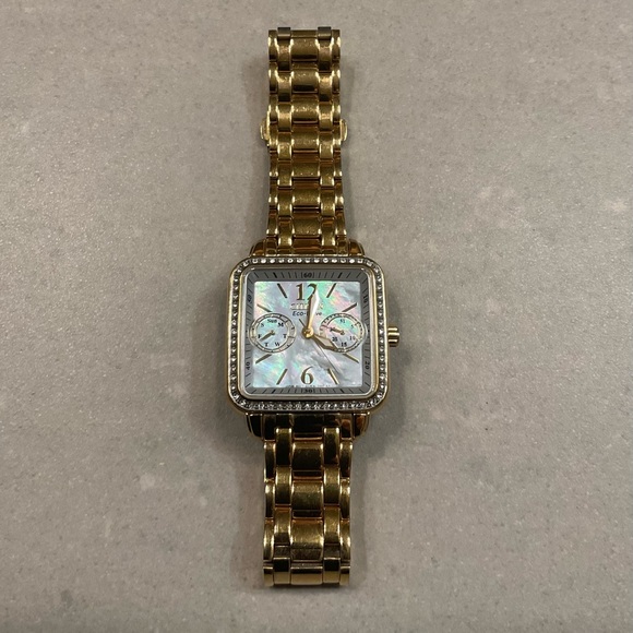 Citizen Eco Drive Mother of Pearl, Gold Tone, Swarovski Crystal, Womens Watch - Picture 5 of 9